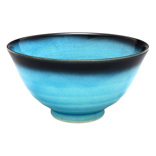 【made in japan】
Mino Ware Higashiyama Kiln "Turquoise Blue" Rice Bowl - Stylish Large Tea Bowl, Diameter approx. 11cm, H