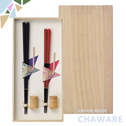 Aito Manufacturing "Hyōzaemon" Couple Chopsticks Set in Wooden Box - Japanese Craftsmanship Gift