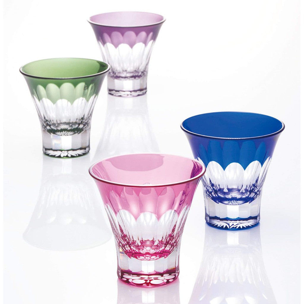 【made in japan】Sasaki Glass Yachiyo Kiriko Cup with Bamboo Leaf Pattern 85ml Made in Japan in a Wooden Box Sake Cup Sake Glass Whiskey Glass Gift Present for Respect for the Aged Day Father's Day Mother's Day Birthday LS19759SULM-C694-S2