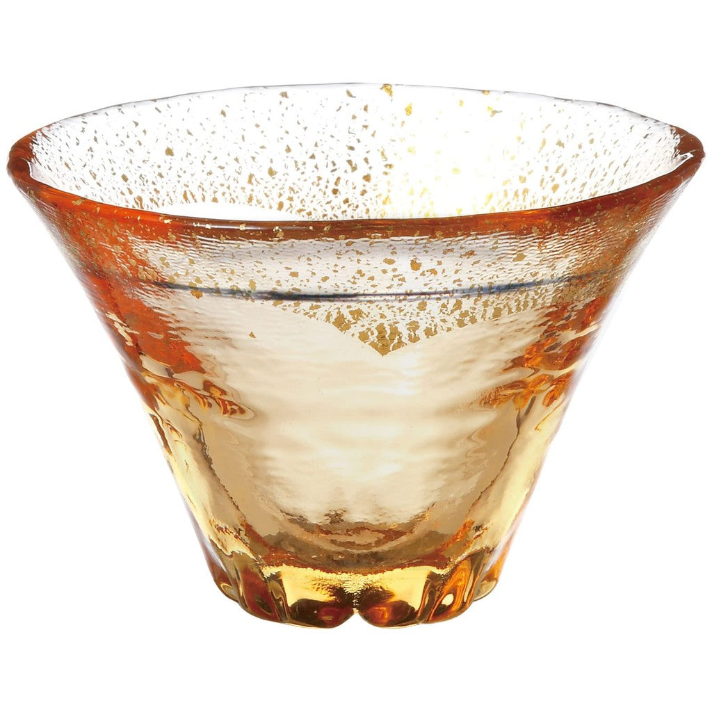 Toyosasaki Glass Wa Glass On Fuji Cherry Blossom Sake Cup Amber Gold Leaf 80ml Made in Japan Cup Sake Glass Mount Fuji Glass Cup Gift Present Special Occasion Respect for the Aged Day Father's Day Mother's Day Birthday 42150TS-G-LGAB