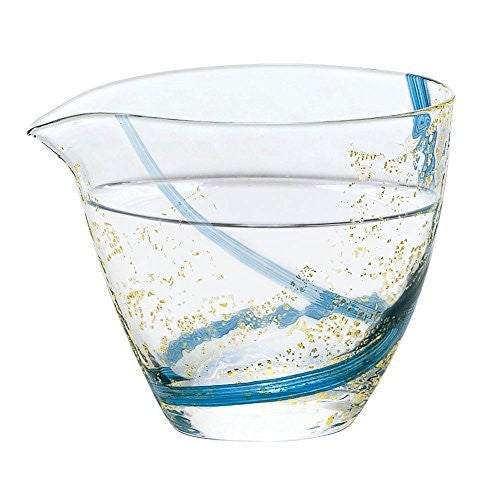 [made in Japan] Toyo Sasaki Glass Cold Sake Carafe Blue 300ml, Pouring Style, Edo Glass, Yachiyo Kiln, Made in Japan, 63700 Blue with Gold Leaf.