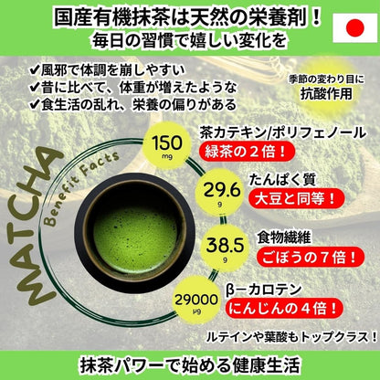 Matcha Premium - Premium Domestic Organic Matcha 50g, 100% Domestic, Organic JAS Certified Tea Leaves, Additive-Free, Fragrance-Free, Colorant-Free, Sugar-Free, Organic Powder (MAKU-UCHI) 50g
