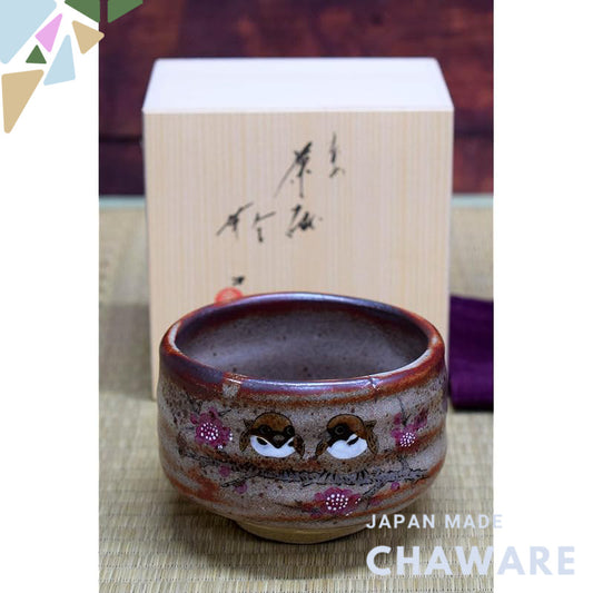 Matcha bowl, pottery, tea utensils, Kutani ware, matcha tea bowl, Suzume brand, matcha, rice bowl, Japanese tableware, m