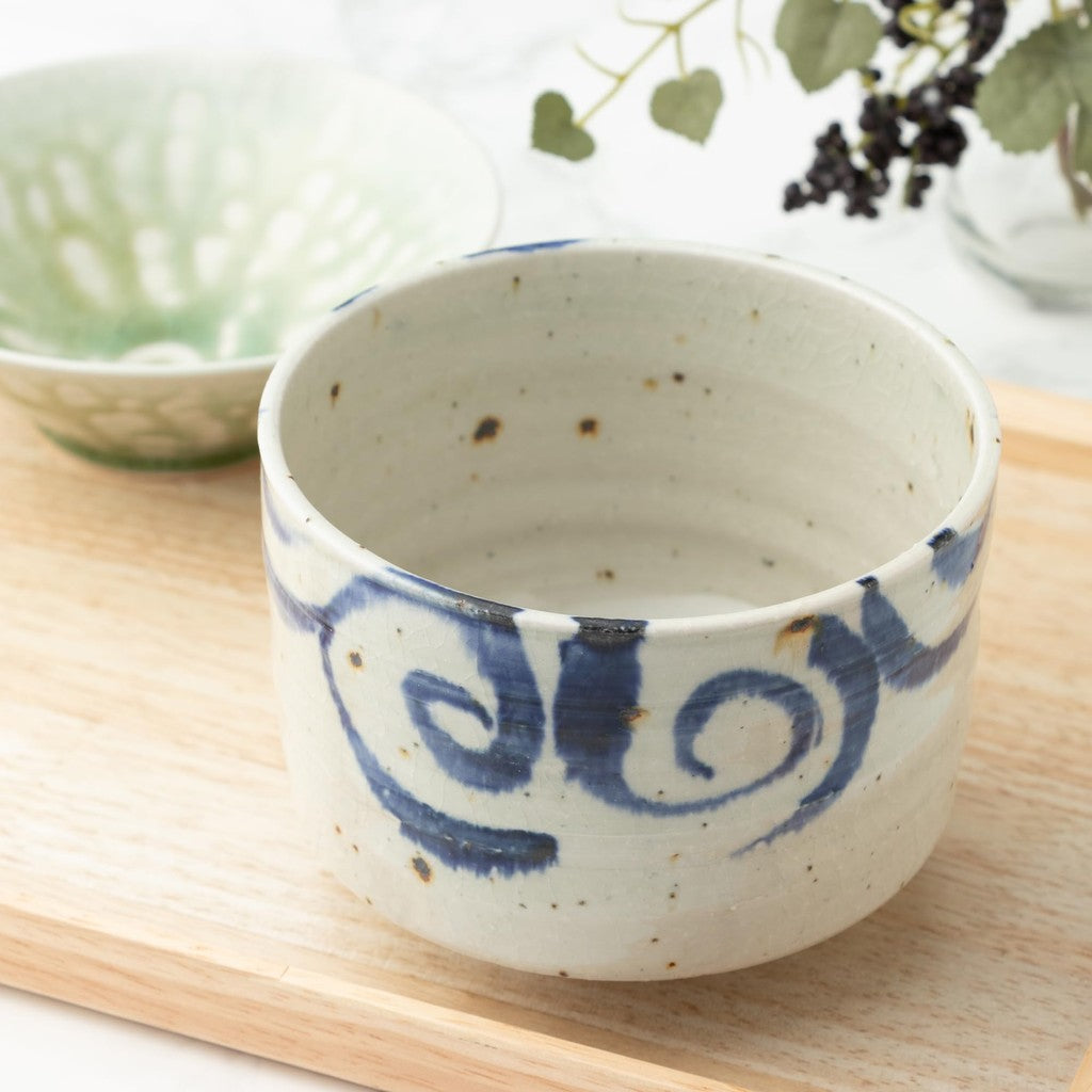 Marui Ceramics Shigaraki Ware Gourd-shaped Matcha Tea Bowl Approximately 11 cm in diameter Cobalt Blue MR-3-4118