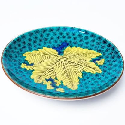 Plate Stylish Kutani Ware Masterpiece Small Plate Ancient Kutani Blue Style Tree Leaf Pattern Side Dish Brand Japanese Tableware