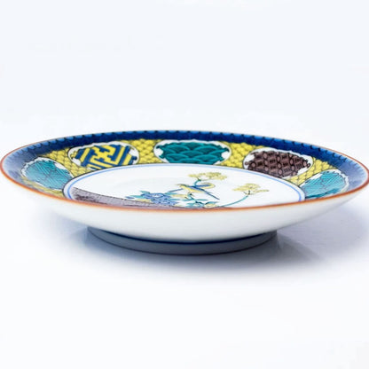 Plate Stylish Kutani Ware Fine Piece Small Plate Ancient Kutani Color Painting with Dual Birds and Autumn Grasses Dish Serving Plate Brand Japanese Tableware