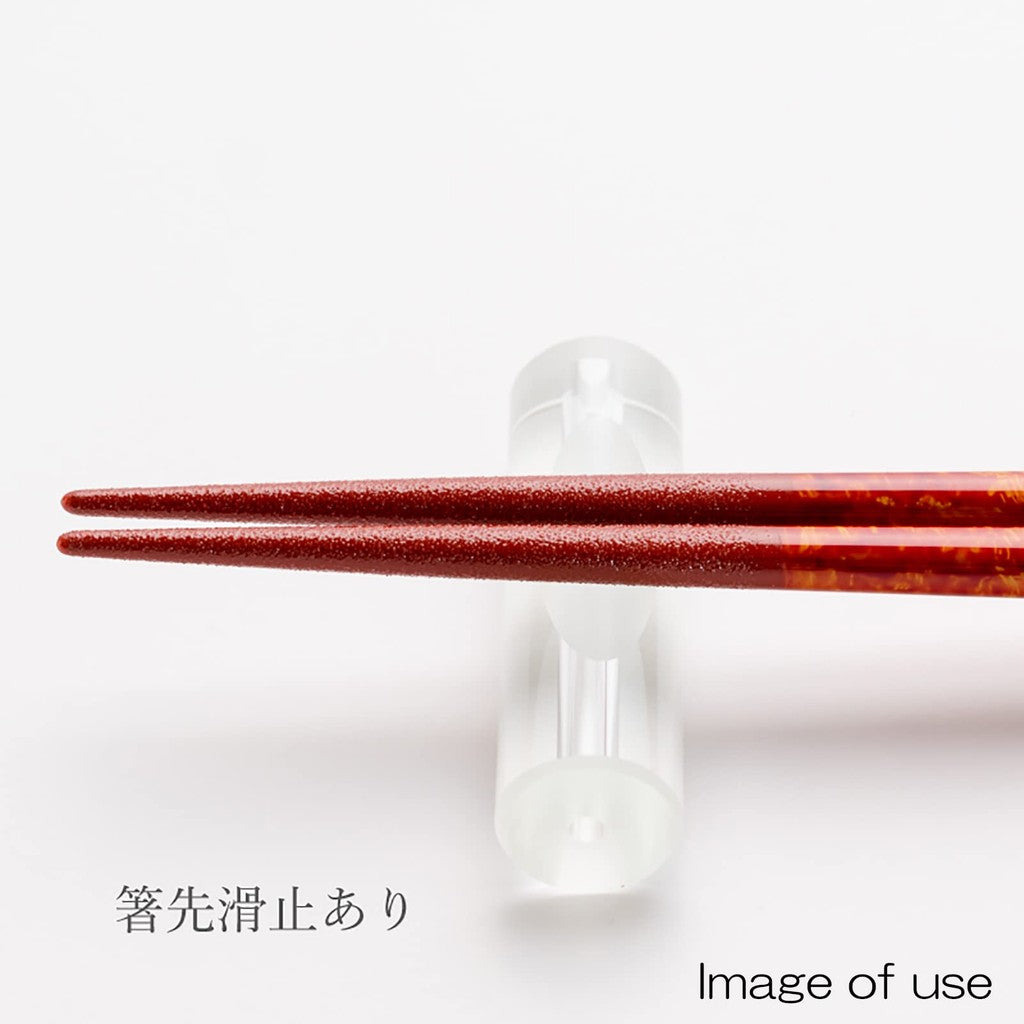 Hashikura Matsukan Dishwasher-Safe Couples Chopsticks Natural Wood Pair Set 22.5cm with Crystal Night Sky Chopstick Rests, Black and Red, Made in Japan G-82016