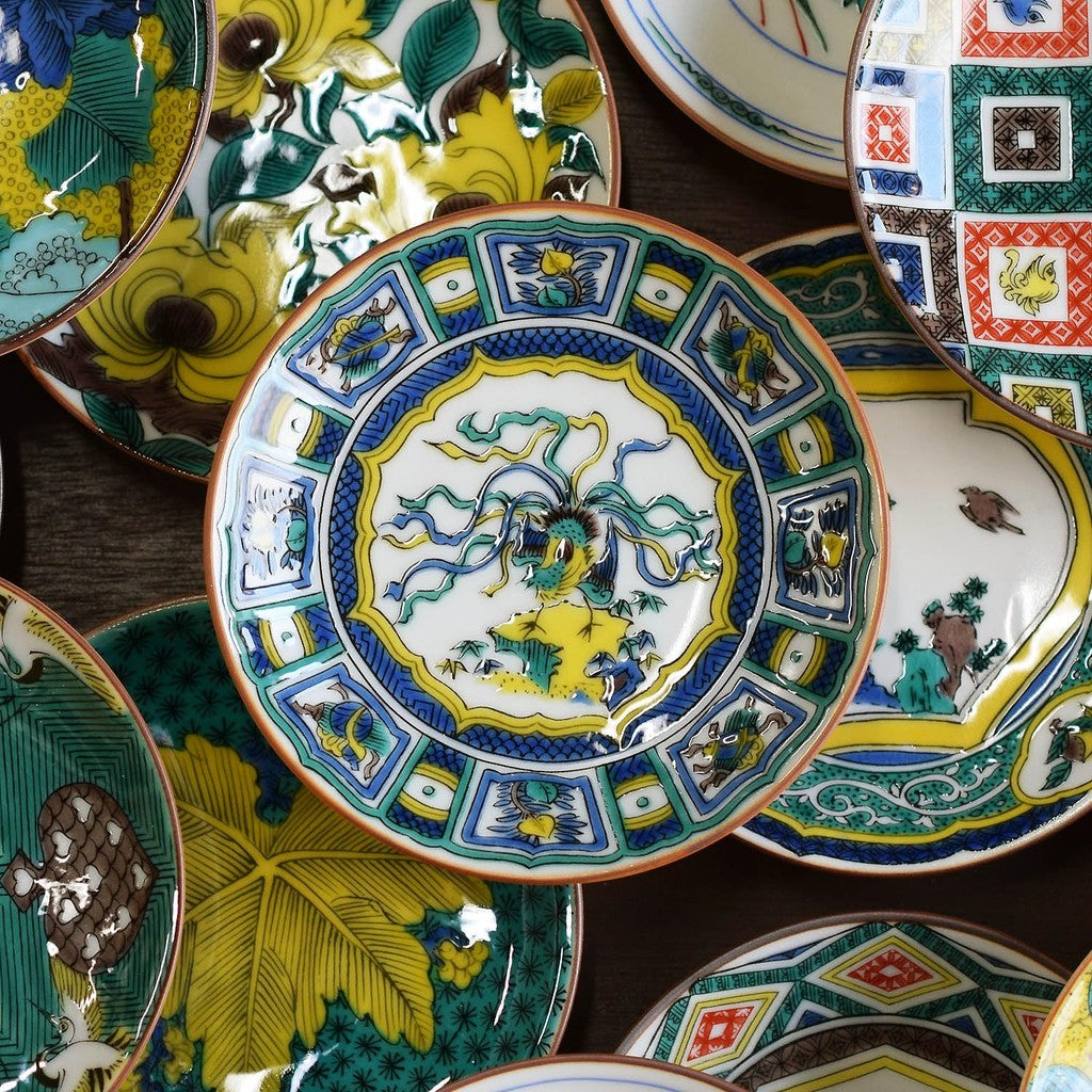 Dish Stylish Kutani Ware Masterpiece Small Plate Old Kutani Color Painting Phoenix Treasure Design Small Plate Serving Plate Brand Japanese Tableware