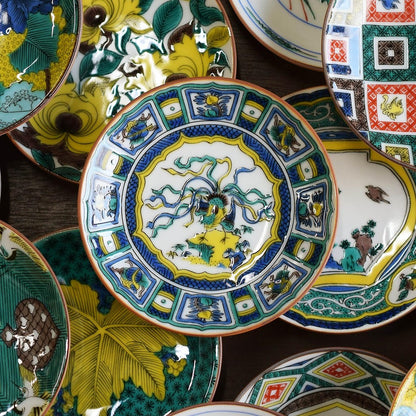 Dish Stylish Kutani Ware Masterpiece Small Plate Old Kutani Color Painting Phoenix Treasure Design Small Plate Serving Plate Brand Japanese Tableware