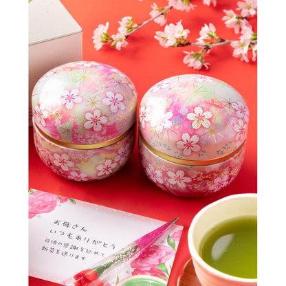 Arahataen Daichi no Uta Flower Pattern Tea Can Gift Set (2 x 80g) - Green Tea, Shizuoka Tea, Mukonosuke Can, Cute Design