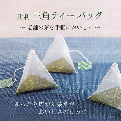 Tsujiri Tea Bags - Uji Sencha, Uji Gyokuro, Sencha, and Genmaicha (4 varieties, 10 bags each, totaling 40 bags). Triangle tea bags, Gyokuro, individually packaged + Momoneko-ya label for tasting comparison - assorted stick instant tea.
