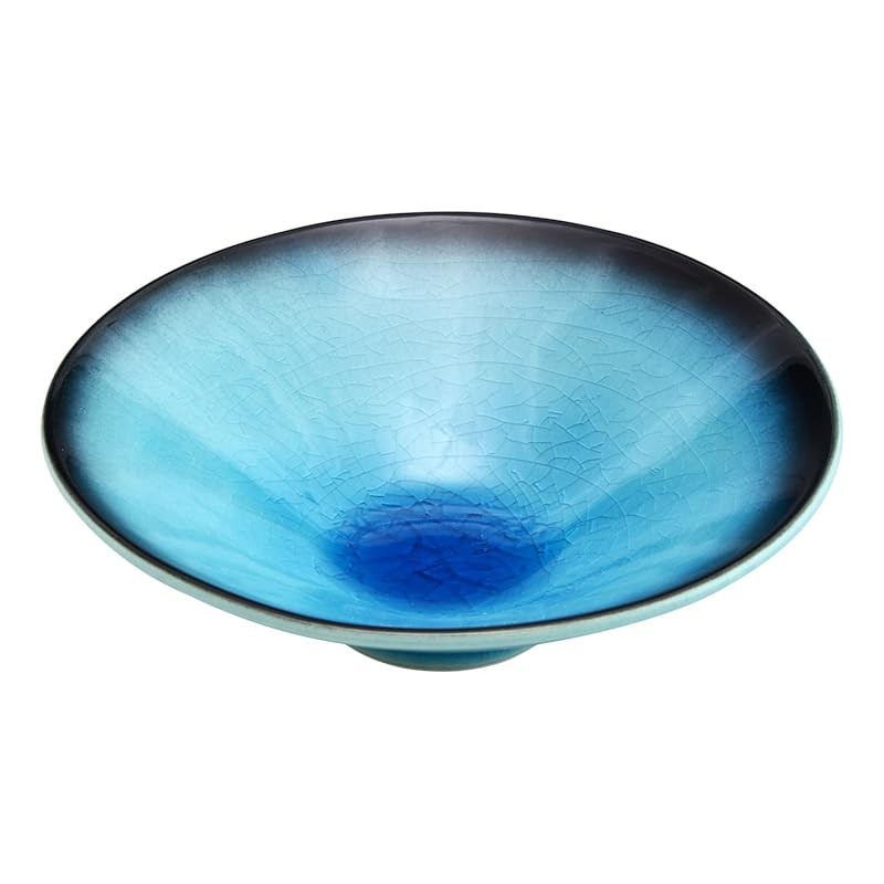 【made in japan】
Mino Ware Higashiyama Kiln "Turquoise Blue" Round Shallow Bowl, Dish, 14cm Diameter, Made in Japan, 551-