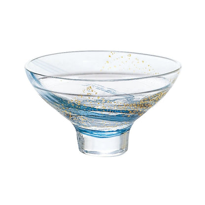 [Made in Japan]
Toyo Sasaki Glass Sake Glass Clear 120ml Edo Glass Yachiyo Kiln Sakazuki Made in Japan 10793 Blue and Gold Leaf