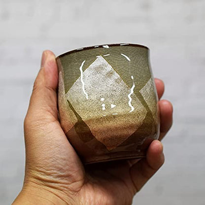 Waza no Kura Kutani Ware Teacup with Silver Glaze - Orange Ceramic Brand - Japanese Tableware - Yunomi (Teacup) - Perfect for Kanreki Celebration Gift.