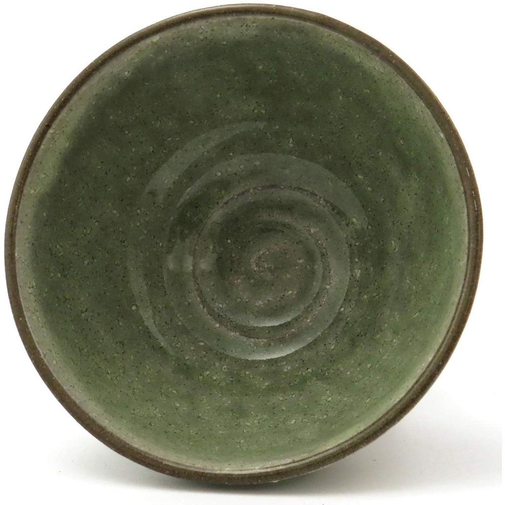 Mino ware matcha bowl, Kyoto style, green glaze, made in Japan, 505-43.