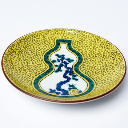 Plate Stylish Kutani Ware Masterpiece Small Plate Ancient Kutani Blue Hand Gourd and Pine Design Small Dish Serving Plate Brand Japanese Tableware