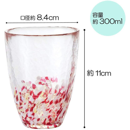 ADERIA Tsugaru Vidro Akaringo Tumbler 300ml Made in Japan, Gift Box Included, Glass
