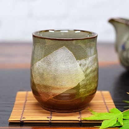 Waza no Kura Kutani Ware Teacup with Silver Glaze - Orange Ceramic Brand - Japanese Tableware - Yunomi (Teacup) - Perfect for Kanreki Celebration Gift.