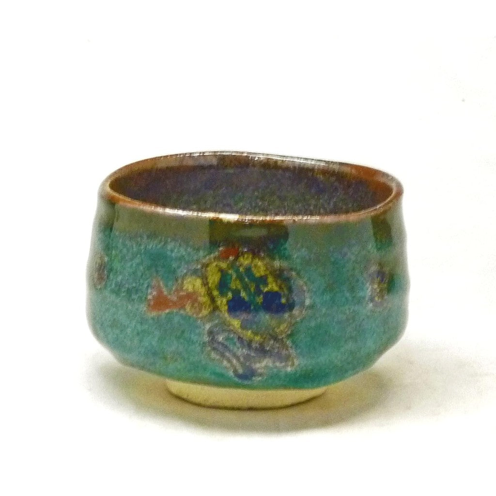 Kutani Matcha Bowl, Hozan, Green Glaze