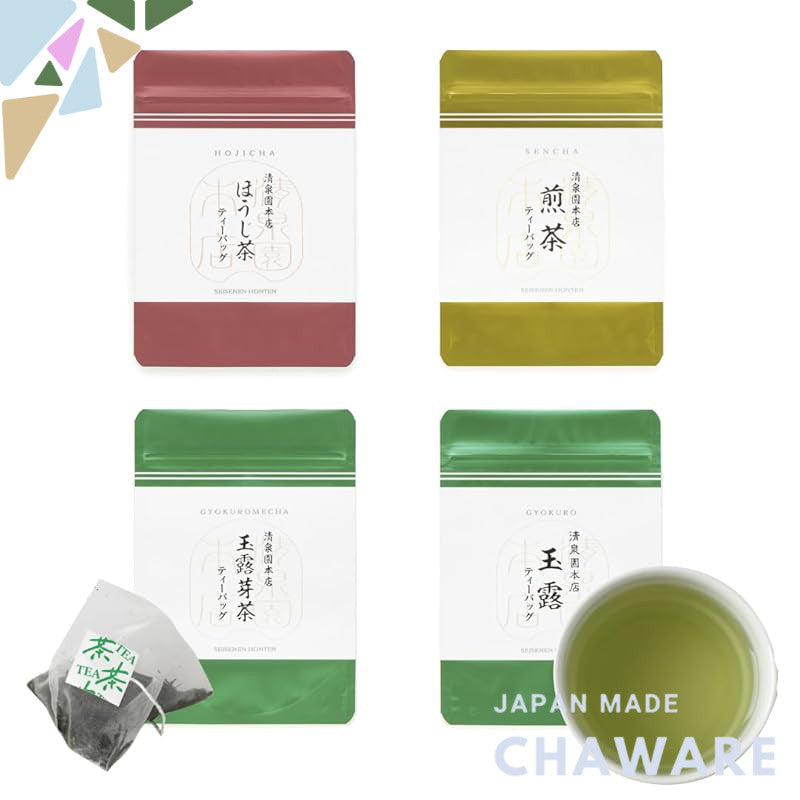 Seisenen Main Store Tea Bag 4 Types (Gyokuro / Hojicha / Sencha / Gyokuro Leaf Tea) Trial Set