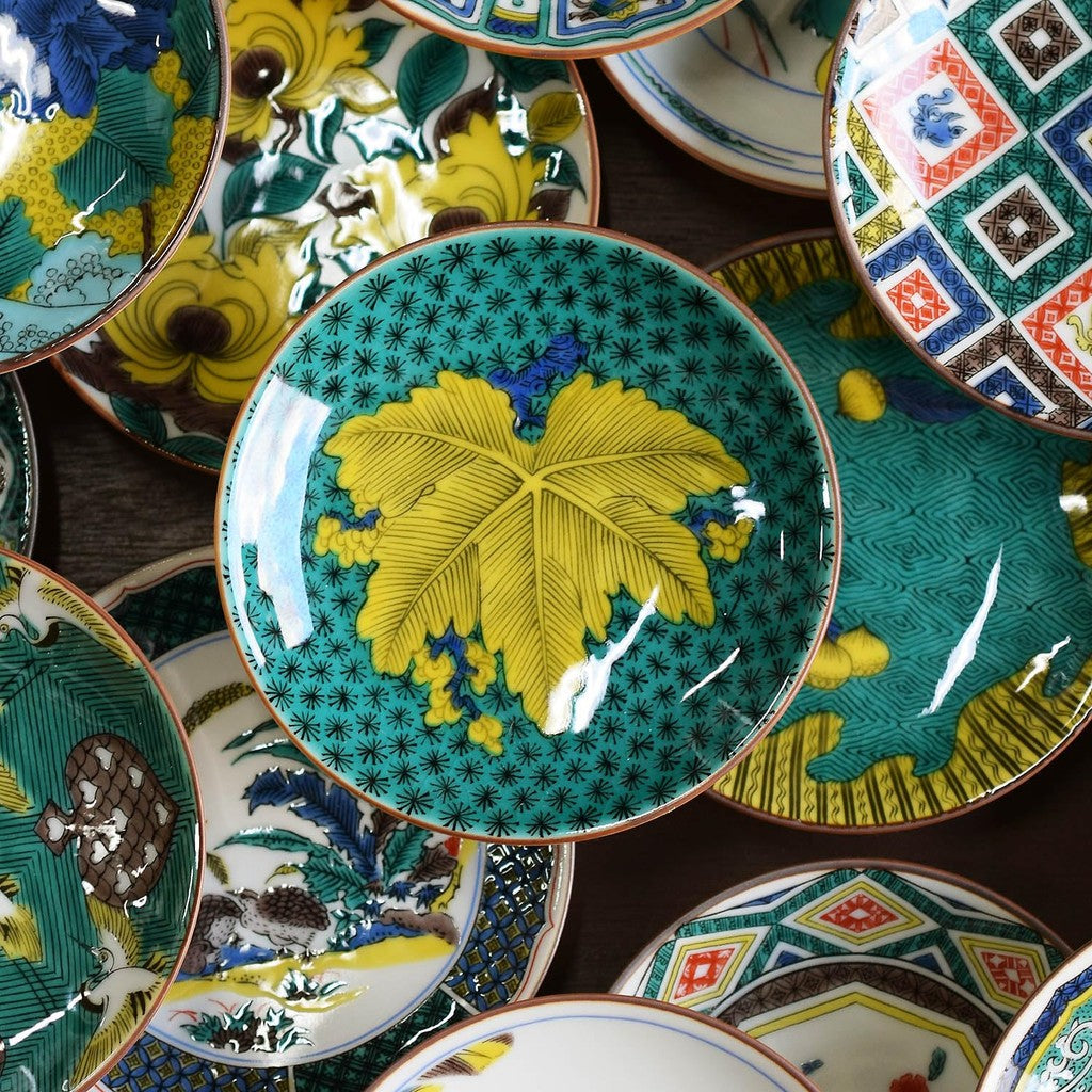 Plate Stylish Kutani Ware Masterpiece Small Plate Ancient Kutani Blue Style Tree Leaf Pattern Side Dish Brand Japanese Tableware