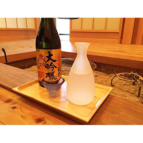 Toyo Sasaki Glass Cold Sake Set, Shofuku Cup, Mount Fuji, Made in Japan, Cup 35ml, Tokkuri 270ml, Blue & Red & White, Set of 3, G639-M76. Tokkuri: Diameter approx. 3.6cm / Height approx. 14.9cm, Cold Sake Cup: Diameter approx. 6.7cm / He