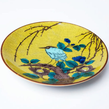 Dish Stylish Kutani Ware Masterpiece Small Plate Yoshidaya Heron and Willow Ceramic Side Dish Brand Japanese Tableware