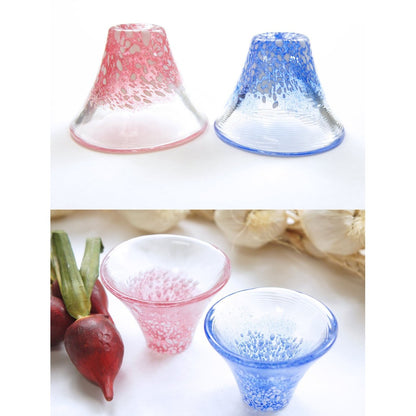 Toyosasaki Glass Cool Sake Glass Blue 35ml Shofukumai Mount Fuji Made in Japan WA516 Blue