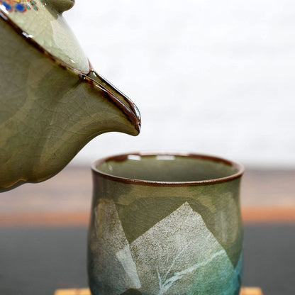 Waza no Kura Kutani ware tea cup, silver glaze, light blue ceramic, brand, Japanese tableware, yunomi tea bowl, gift for the celebration of longevity (77th birthday).