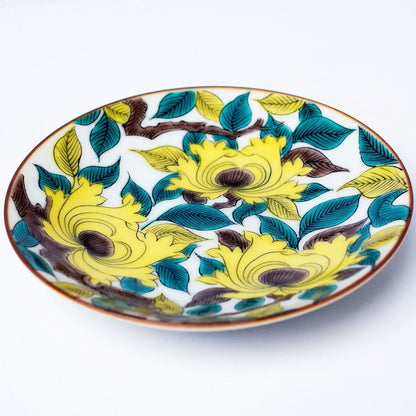 Plate Stylish Kutani Ware Masterpiece Bean Plate Old Kutani Color Painting Peony Design Ceramic Small Plate Serving Plate Brand Japanese Tableware