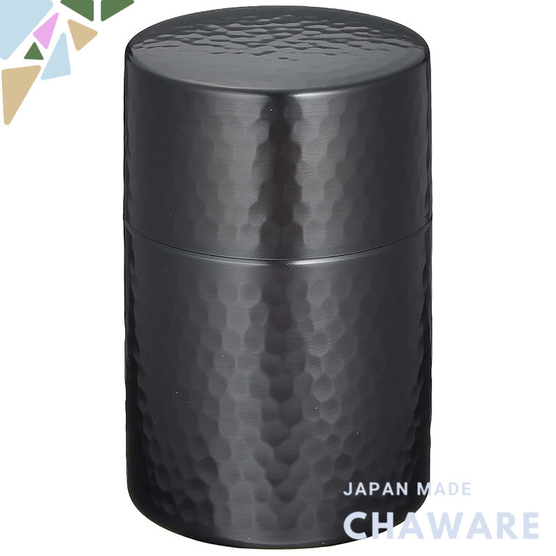 Shinko Metal Tea Caddy, Black Copper Finish, Medium (Capacity: 150g), Pure Copper Black Copper Finish, Hammered Tea Cadd