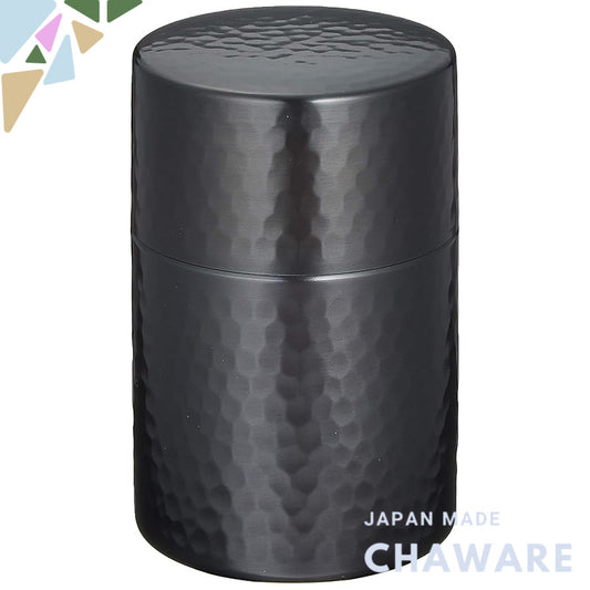 Shinko Metal Tea Caddy, Black Copper Finish, Medium (Capacity: 150g), Pure Copper Black Copper Finish, Hammered Tea Cadd