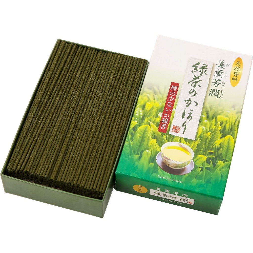 Baikundo Bikunhojun Green Tea / Made in Japan, Awaji Island, Baikundo Co., Ltd. Incense Sticks, Aromatic, Practical for Home Use, Buddhist Altar, Obon, Higan, Fragrance, Bikunhojun, Natural Ingredients (Fugen-do Specification)