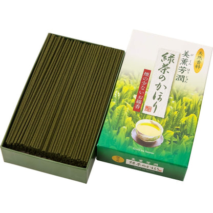 Baikundo Bikunhojun Green Tea / Made in Japan, Awaji Island, Baikundo Co., Ltd. Incense Sticks, Aromatic, Practical for Home Use, Buddhist Altar, Obon, Higan, Fragrance, Bikunhojun, Natural Ingredients (Fugen-do Specification)