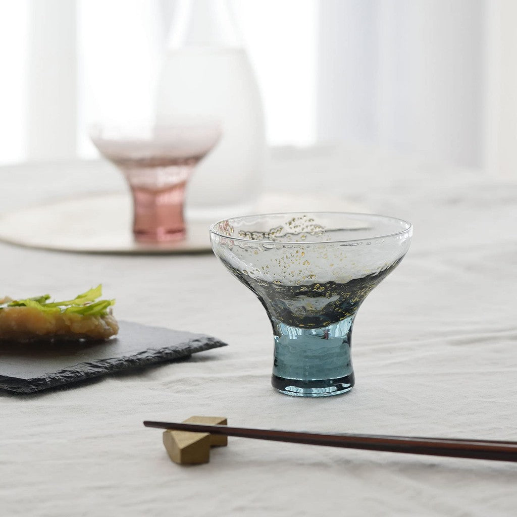 Toyo Sasaki Glass Edo Glass Yachiyo Kiln Footed Cup Iron Navy 95ml Made in Japan Sake Cup Sake Glass Glass Cup Gift Present Offering Respect for the Elderly Day Father's Day Mother's Day Birthday 10366LBS