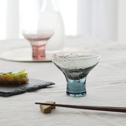Toyo Sasaki Glass Edo Glass Yachiyo Kiln Footed Cup Iron Navy 95ml Made in Japan Sake Cup Sake Glass Glass Cup Gift Present Offering Respect for the Elderly Day Father's Day Mother's Day Birthday 10366LBS