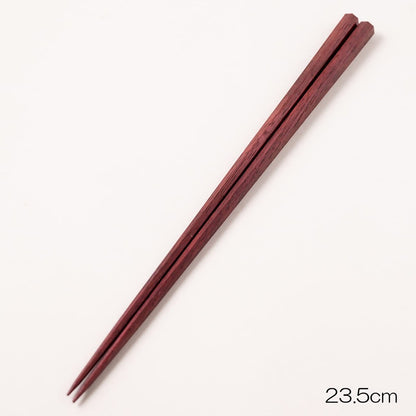 Hashikura Matsukan Chopsticks Couple Set - High-Quality Natural Wood Pair - 23.5cm and 22cm - Seven-angled - Wiping Lacquer - Purple Heart and Brown - Made in Japan - G-12185
