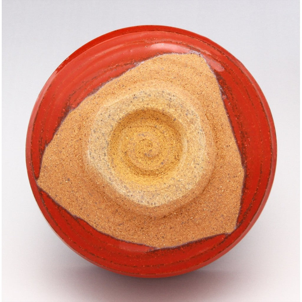 Mino Ware Small Matcha Bowl, Red Decoration, Made in Japan, 504-09