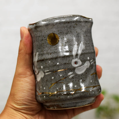"Waza no Kura Stylish Kutani Ware Tea Cup Hane Usagi Large Tea Bowl Ceramic Brand Japanese Tableware Made in Japan"