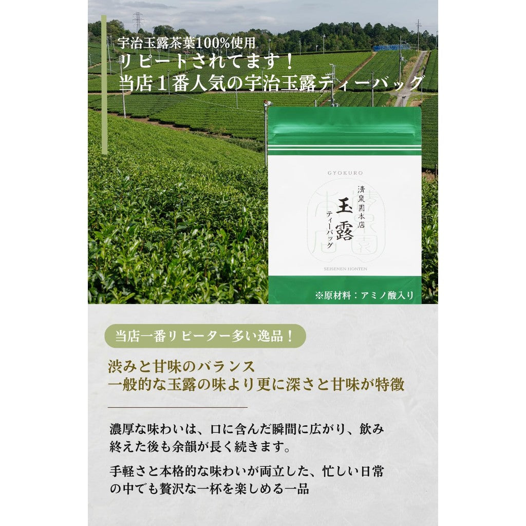Seisenen Main Store Tea Bag 4 Types Trial Set (Gyokuro / Hojicha / Sencha / Gyokuro Leaf Tea)