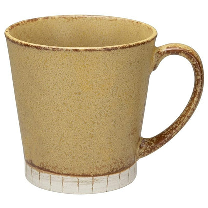 【made in japan】
Mino Ware Mug, Approximately 9cm, Karatsu Carving, 10 Grass Pattern, Yellow Color, Made in Japan, Item N