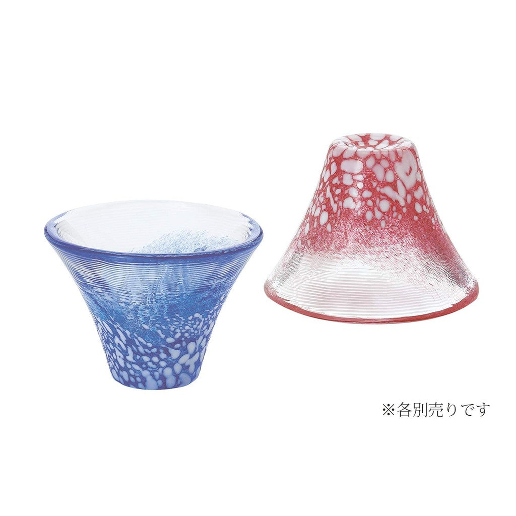 Toyosasaki Glass Cool Sake Glass Blue 35ml Shofukumai Mount Fuji Made in Japan WA516 Blue
