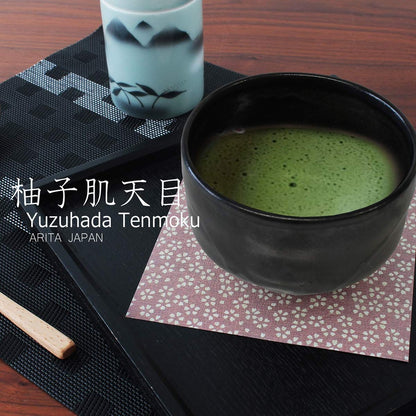CtoC JAPAN Matcha Bowl: Arita Ware Yuzu Peel Tenmoku Raku-style Matcha Bowl (570cc) Japanese Powdered Green Tea Porcelain Bowl Pottery / Size (cm) Φ12 x 8 / No: 771098