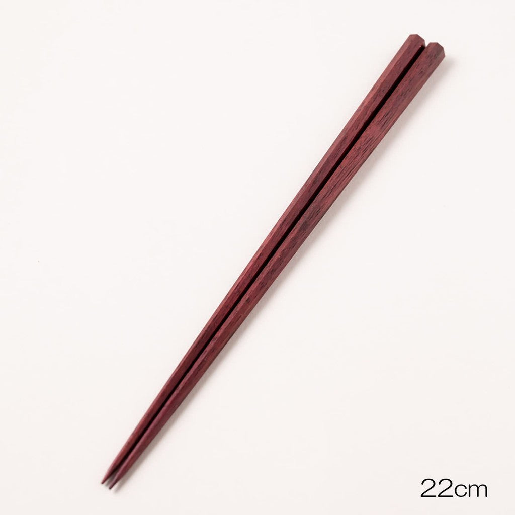 Hashikura Matsukan Chopsticks Couple Set - High-Quality Natural Wood Pair - 23.5cm and 22cm - Seven-angled - Wiping Lacquer - Purple Heart and Brown - Made in Japan - G-12185