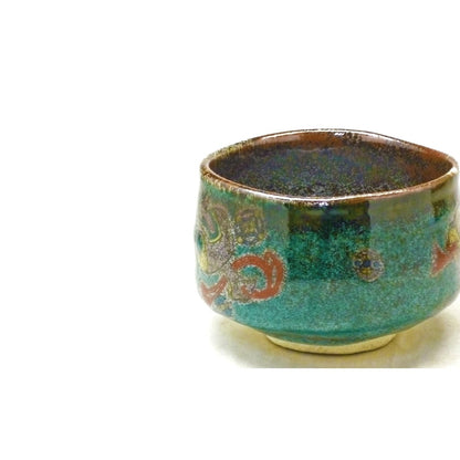 Kutani Matcha Bowl, Hozan, Green Glaze