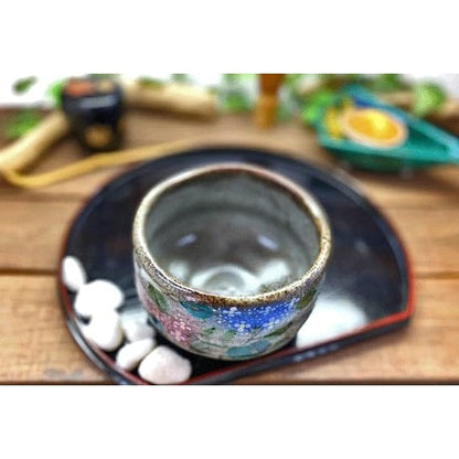 Kutani [Matcha Bowl] in Hydrangea Pink & Blue with Undercoating, Ceramic