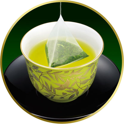 Tsujiri Tea Bags - Uji Sencha, Uji Gyokuro, Sencha, and Genmaicha (4 varieties, 10 bags each, totaling 40 bags). Triangle tea bags, Gyokuro, individually packaged + Momoneko-ya label for tasting comparison - assorted stick instant tea.