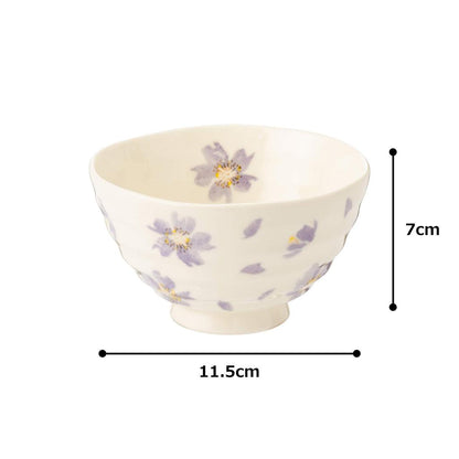 Mino Ware Sakura Dance Rice Bowl in Purple - Elegant Japanese Ceramic Bowl, Perfect for Serving and Dining - Model W20069