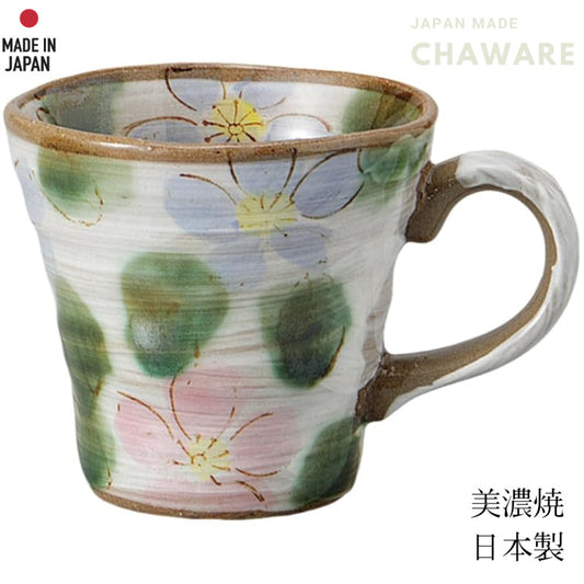 Ale-net Purple Sakura Ceramic Mug 230cc 12x9x8cm, Microwave Safe, Mino Ware, Made in Japan - Perfect for Your Tea or Cof