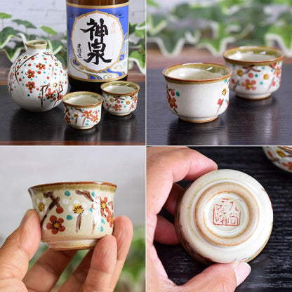 Stylish Kutani Ware Sake Cup and Tokkuri Set - Premium Japanese Tableware for Sipping Sake, Perfect Gift for Birthdays, Milestones, and Celebrations. Ideal for Traditional Japanese Dining Experience.